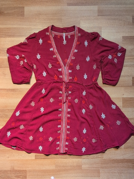 Free People Dresses & Skirts - Free People Pink Embroidered Mini Dress
